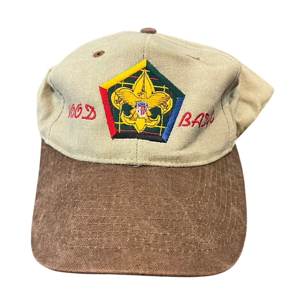 Nissin Wood Badge Hat Mens OSFA Tan Brown Trainer Boy Scouts BSA Cap